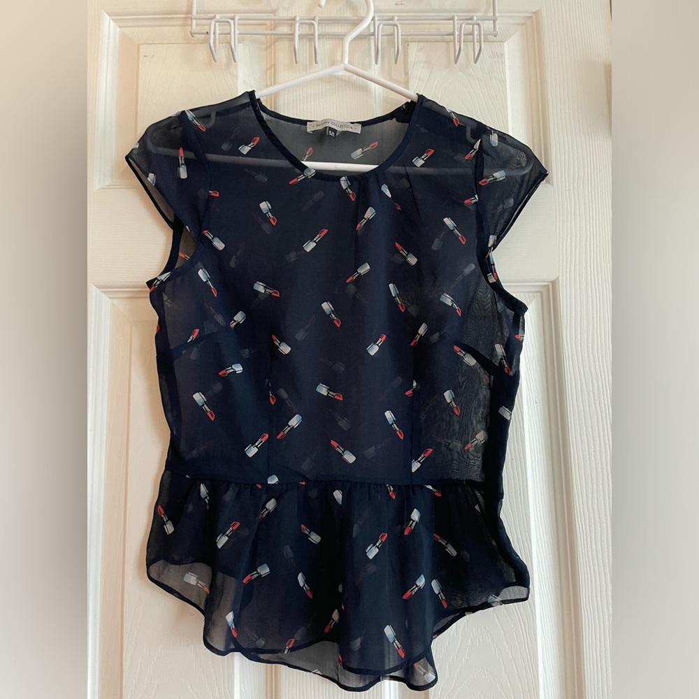 Sheer tops - short sleeve size XS to S- Navy